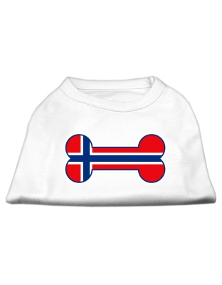 Bone Shaped Norway Flag Screen Print Shirts White L