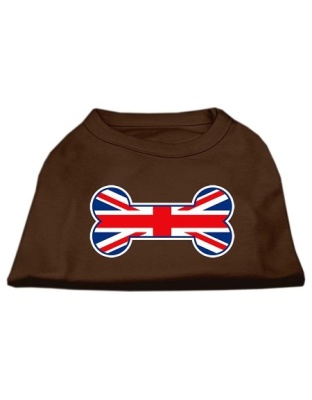 Bone Shaped United Kingdom (Union Jack) Flag Screen Print Shirts Brown Lg
