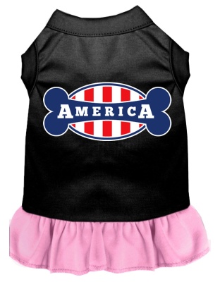 Bonely in America Screen Print Dress Black with Light Pink Lg