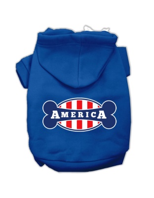 Bonely in America Screen Print Pet Hoodies Blue Size Lg