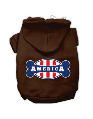 Bonely in America Screen Print Pet Hoodies Brown Size Lg