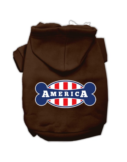 Bonely in America Screen Print Pet Hoodies Brown Size Lg