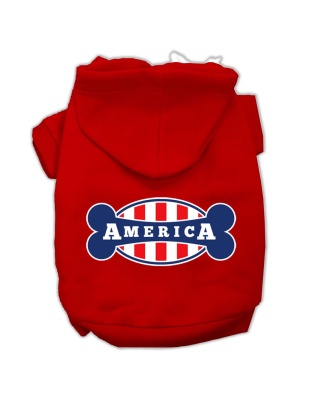 Bonely in America Screen Print Pet Hoodies Red Size Lg