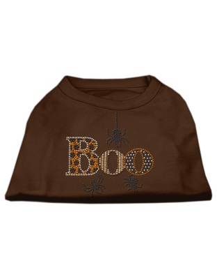 Boo Rhinestone Dog Shirt Brown Lg