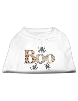 Boo Rhinestone Dog Shirt White Lg