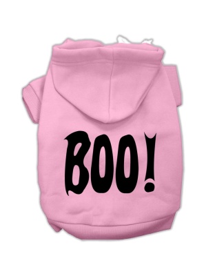 BOO! Screen Print Pet Hoodies Light Pink Size Lg