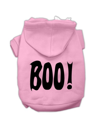 BOO! Screen Print Pet Hoodies Light Pink Size Lg