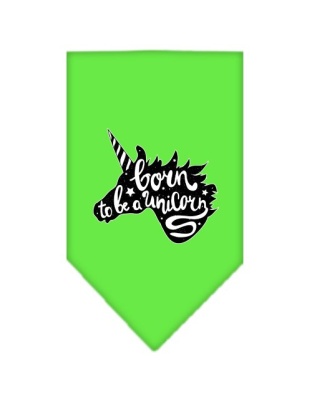 Born to be a Unicorn Screen Print Bandana Lime Green Large