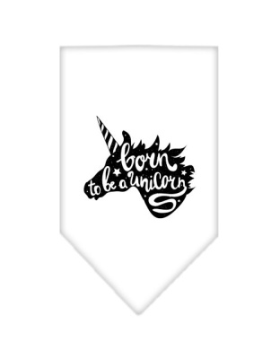 Born to be a Unicorn Screen Print Bandana White Large