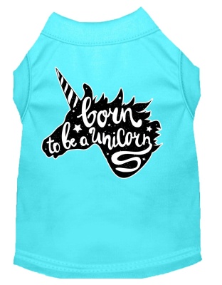 Born to be a Unicorn Screen Print Dog Shirt Aqua Lg