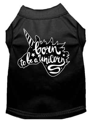 Born to be a Unicorn Screen Print Dog Shirt Black Lg
