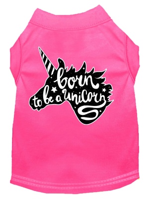 Born to be a Unicorn Screen Print Dog Shirt Bright Pink Lg