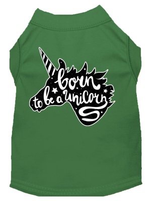 Born to be a Unicorn Screen Print Dog Shirt Green Lg