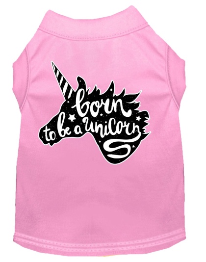 Born to be a Unicorn Screen Print Dog Shirt Light Pink Lg
