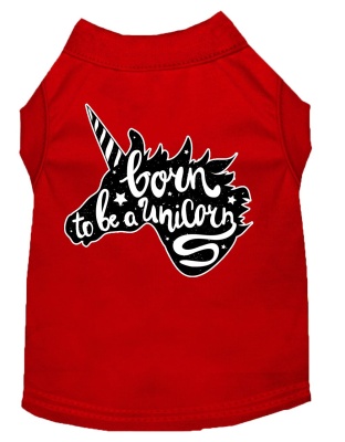 Born to be a Unicorn Screen Print Dog Shirt Red Lg