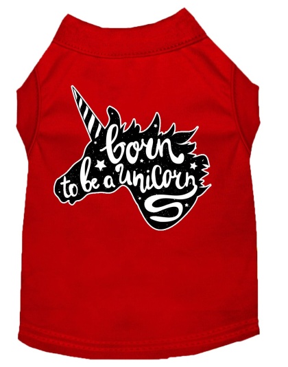 Born to be a Unicorn Screen Print Dog Shirt Red Lg