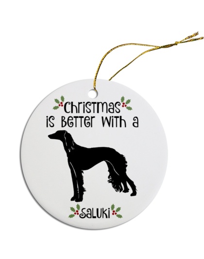 Breed Specific Round Christmas Ornament Saluki