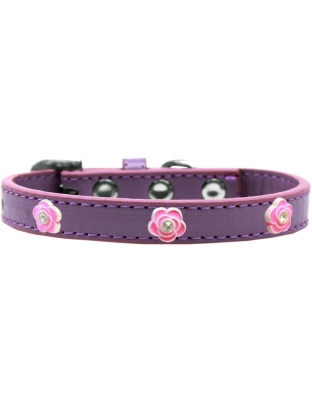 Bright Pink Rose Widget Dog Collar Lavender Size 10