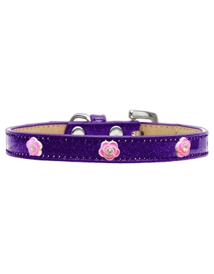 Bright Pink Rose Widget Dog Collar Purple Ice Cream Size 10