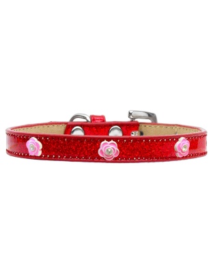 Bright Pink Rose Widget Dog Collar Red Ice Cream Size 10