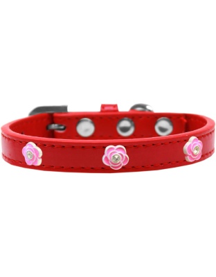 Bright Pink Rose Widget Dog Collar Red Size 10