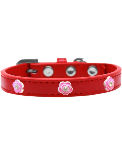 Bright Pink Rose Widget Dog Collar Red Size 10