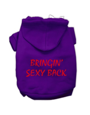 Bringin' Sexy Back Screen Print Pet Hoodies Purple Size Lg