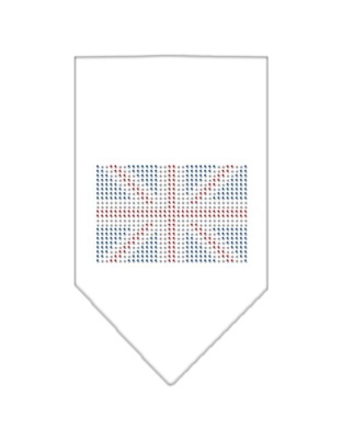 British Flag Rhinestone Bandana White Large