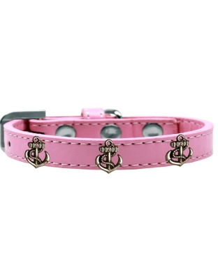Bronze Anchor Widget Dog Collar Light Pink Size 10