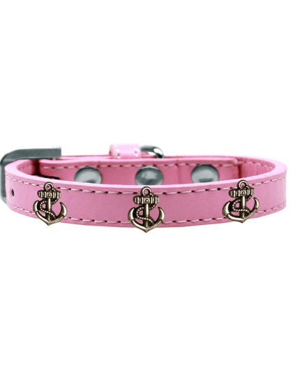 Bronze Anchor Widget Dog Collar Light Pink Size 10