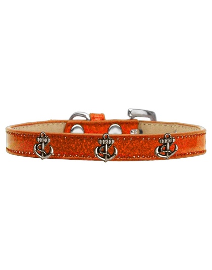 Bronze Anchor Widget Dog Collar Orange Ice Cream Size 10
