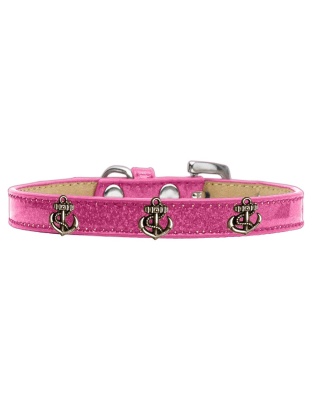 Bronze Anchor Widget Dog Collar Pink Ice Cream Size 10