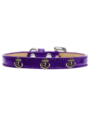 Bronze Anchor Widget Dog Collar Purple Ice Cream Size 10