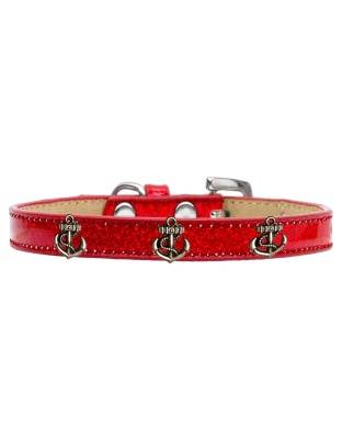 Bronze Anchor Widget Dog Collar Red Ice Cream Size 10