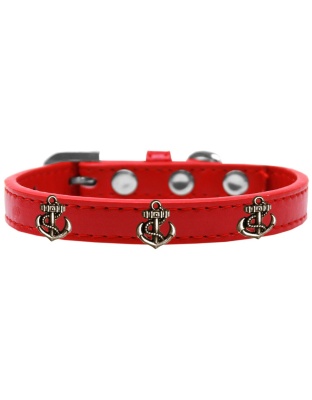 Bronze Anchor Widget Dog Collar Red Size 10