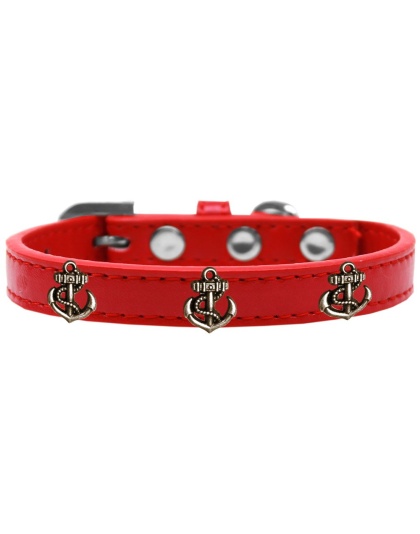 Bronze Anchor Widget Dog Collar Red Size 10