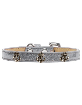 Bronze Anchor Widget Dog Collar Silver Ice Cream Size 10