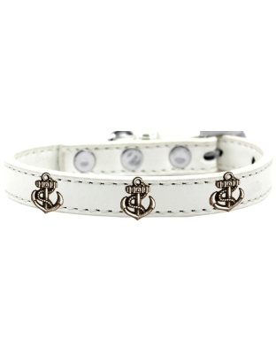 Bronze Anchor Widget Dog Collar White Size 10