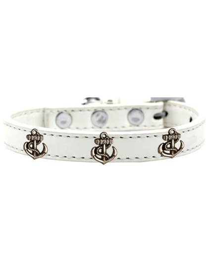 Bronze Anchor Widget Dog Collar White Size 10