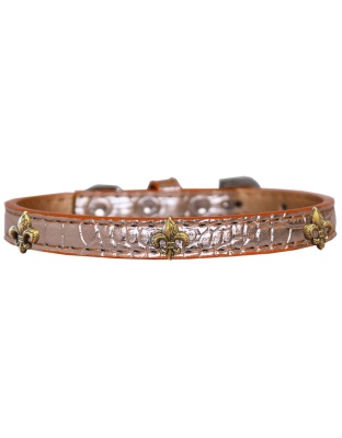 Bronze Fleur De Lis Widget Croc Dog Collar Copper Size 10