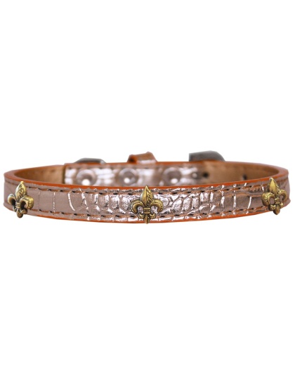 Bronze Fleur De Lis Widget Croc Dog Collar Copper Size 10