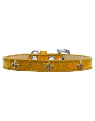 Bronze Fleur De Lis Widget Dog Collar Gold Ice Cream Size 10
