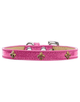 Bronze Fleur De Lis Widget Dog Collar Pink Ice Cream Size 10