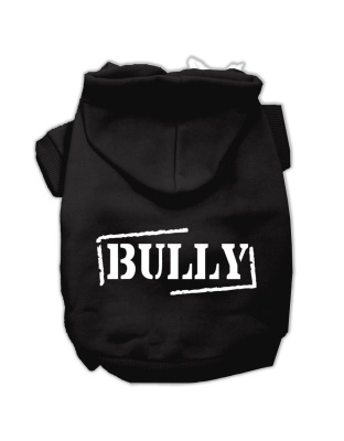 Bully Screen Printed Pet Hoodies Black Size Lg