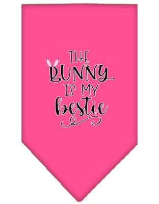 Bunny is my Bestie Screen Print Bandana Bright Pink Large
