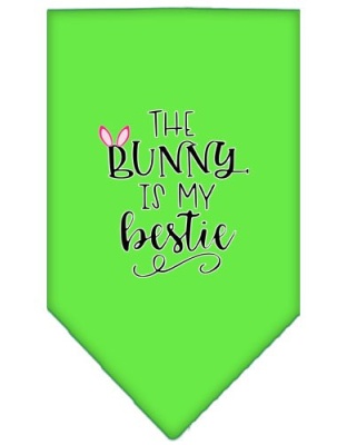 Bunny is my Bestie Screen Print Bandana Lime Green Large