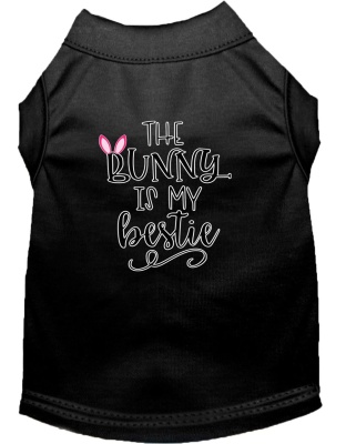 Bunny is my Bestie Screen Print Dog Shirt Black Lg