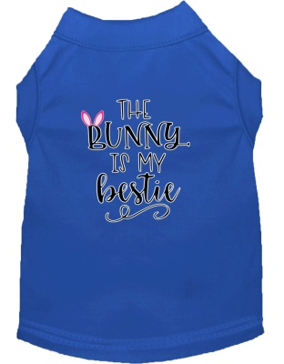 Bunny is my Bestie Screen Print Dog Shirt Blue Lg