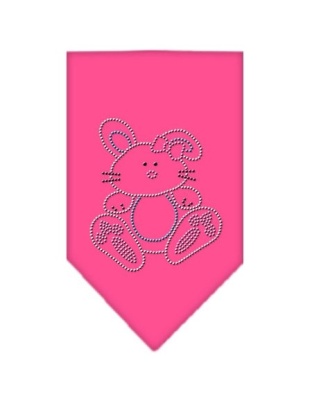 Bunny Rhinestone Bandana Bright Pink Large