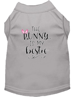 Bunny is my Bestie Screen Print Dog Shirt Grey Lg